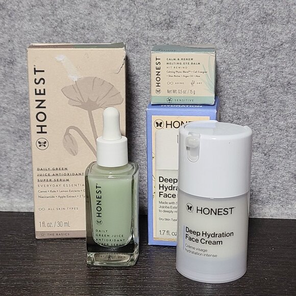 NIB Bundle of 3 Honest Beauty Skincare Set - Serum, Face Cream and Eye Balm - Picture 1 of 11